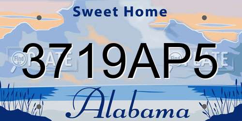 3719AP5 Alabama License Plate