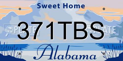 371TBS Alabama License Plate