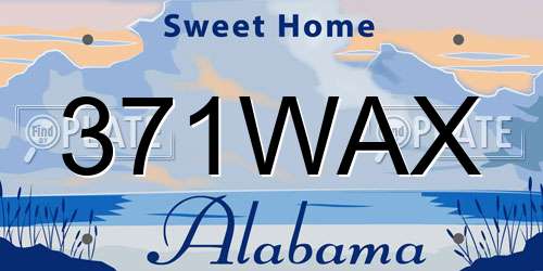 371WAX Alabama License Plate