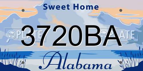 3720BA Alabama License Plate
