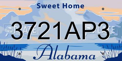 3721AP3 Alabama License Plate