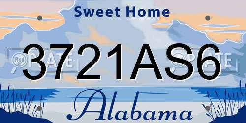 3721AS6 Alabama License Plate