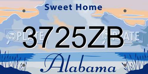 3725ZB Alabama License Plate