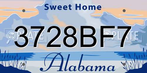 3728BF7 Alabama License Plate