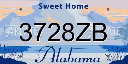 3728ZB Alabama License Plate