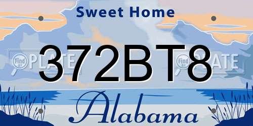 372BT8 Alabama License Plate
