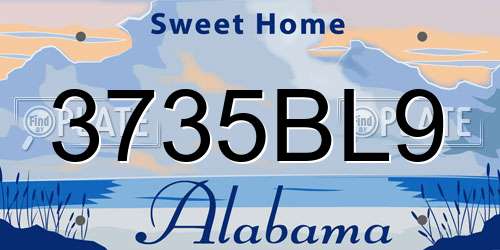 3735BL9 Alabama License Plate