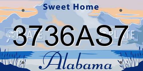 3736AS7 Alabama License Plate