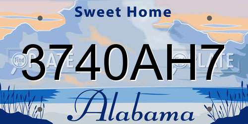 3740AH7 Alabama License Plate