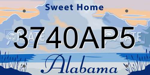 3740AP5 Alabama License Plate
