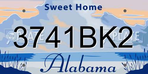 3741BK2 Alabama License Plate