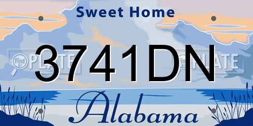 3741DN Alabama License Plate