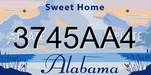 3745AA4 Alabama License Plate