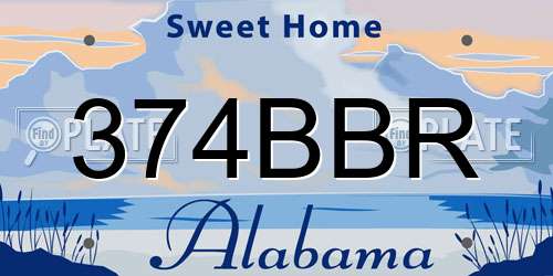 374BBR Alabama License Plate