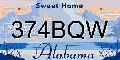 374BQW Alabama License Plate