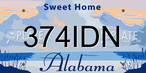 374IDN Alabama License Plate