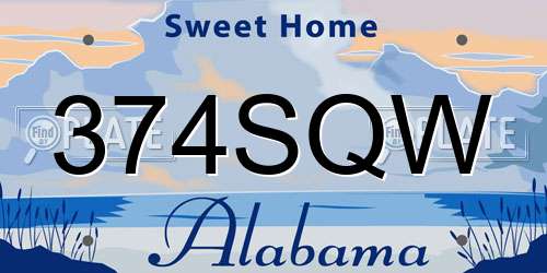 374SQW Alabama License Plate