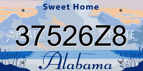 37526Z8 Alabama License Plate
