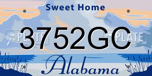 3752GC Alabama License Plate
