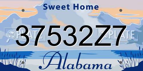 37532Z7 Alabama License Plate