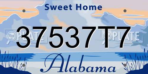 37537T7 Alabama License Plate