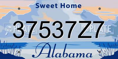 37537Z7 Alabama License Plate