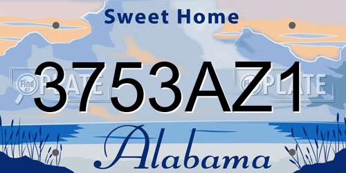 3753AZ1 Alabama License Plate