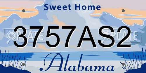 3757AS2 Alabama License Plate