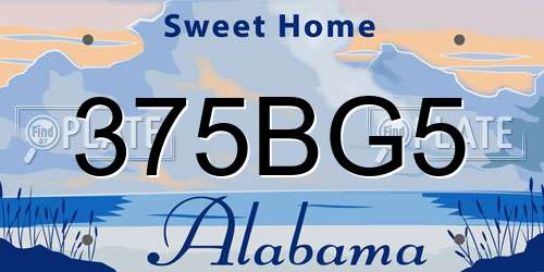 375BG5 Alabama License Plate
