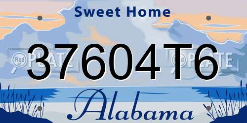 37604T6 Alabama License Plate