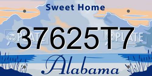37625T7 Alabama License Plate