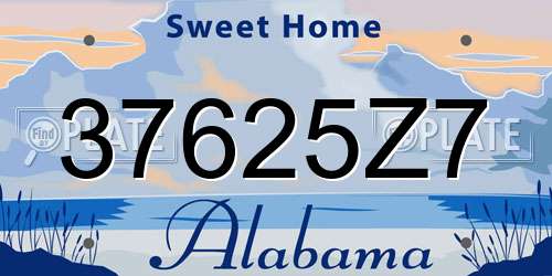 37625Z7 Alabama License Plate