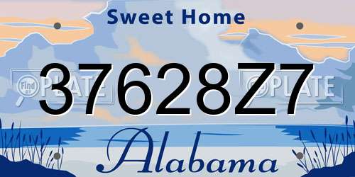 37628Z7 Alabama License Plate