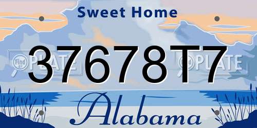 37678T7 Alabama License Plate
