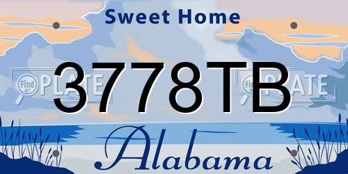 3778TB Alabama License Plate
