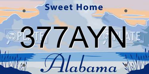 377AYN Alabama License Plate