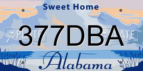 377DBA Alabama License Plate