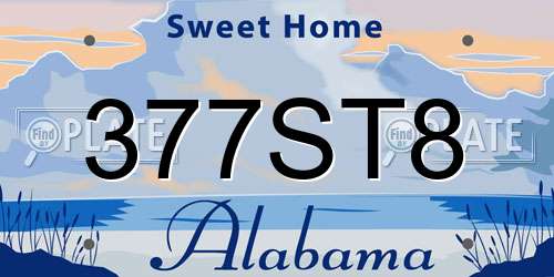377ST8 Alabama License Plate