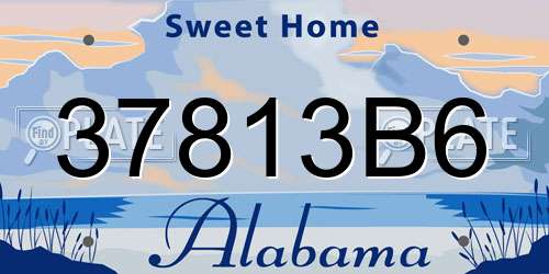 37813B6 Alabama License Plate
