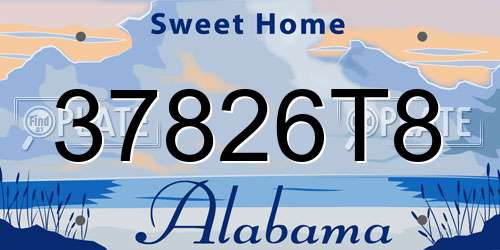 37826T8 Alabama License Plate