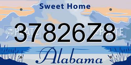37826Z8 Alabama License Plate