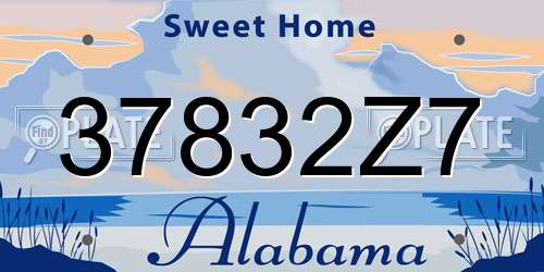 37832Z7 Alabama License Plate