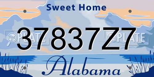 37837Z7 Alabama License Plate