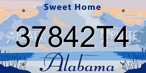 37842T4 Alabama License Plate