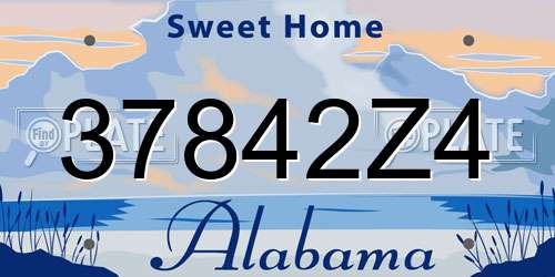 37842Z4 Alabama License Plate