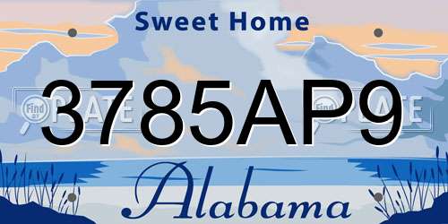 3785AP9 Alabama License Plate