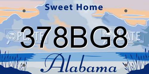 378BG8 Alabama License Plate