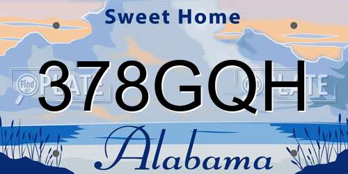 378GQH Alabama License Plate