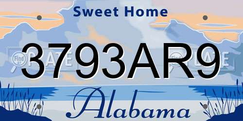 3793AR9 Alabama License Plate
