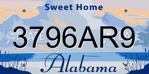 3796AR9 Alabama License Plate